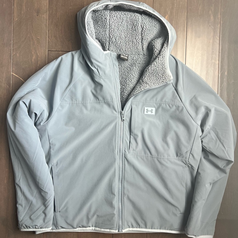 Under Armour Women's Gray UA Latitude Sherpa Lined Hooded Jacket